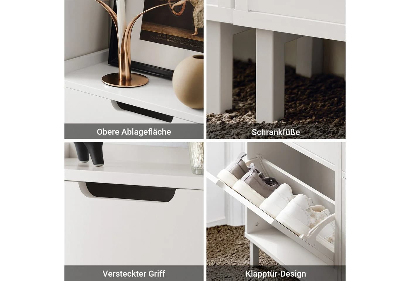 SoBuy Schuhkipper FSR151 Kommode Hoch Flurschrank für Diele Flur Platzsparend Schuhschrank mit Klappen Schuhregal schmal Schuhkommode Schuhablage - Bild 5