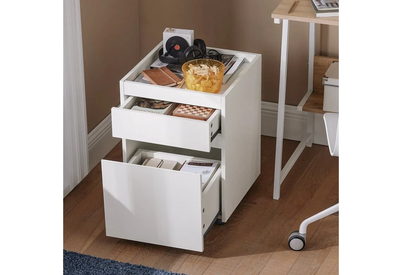 SoBuy Aktenschrank FBT121 Rollcontainer Weiß Modern - Bild 4
