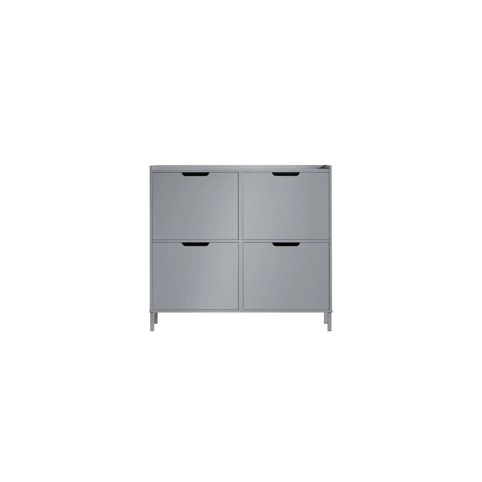 SoBuy Schuhkipper FSR100 mit 4 Klappen Schuhschrank schmal Hellgrau