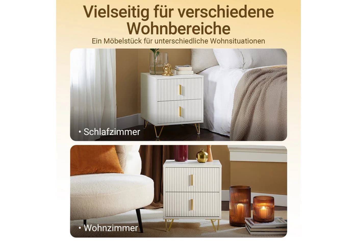 SoBuy Nachttisch FBT115 Weiß/Schwarz/Blau mit 2 Schubladen - Bild 4