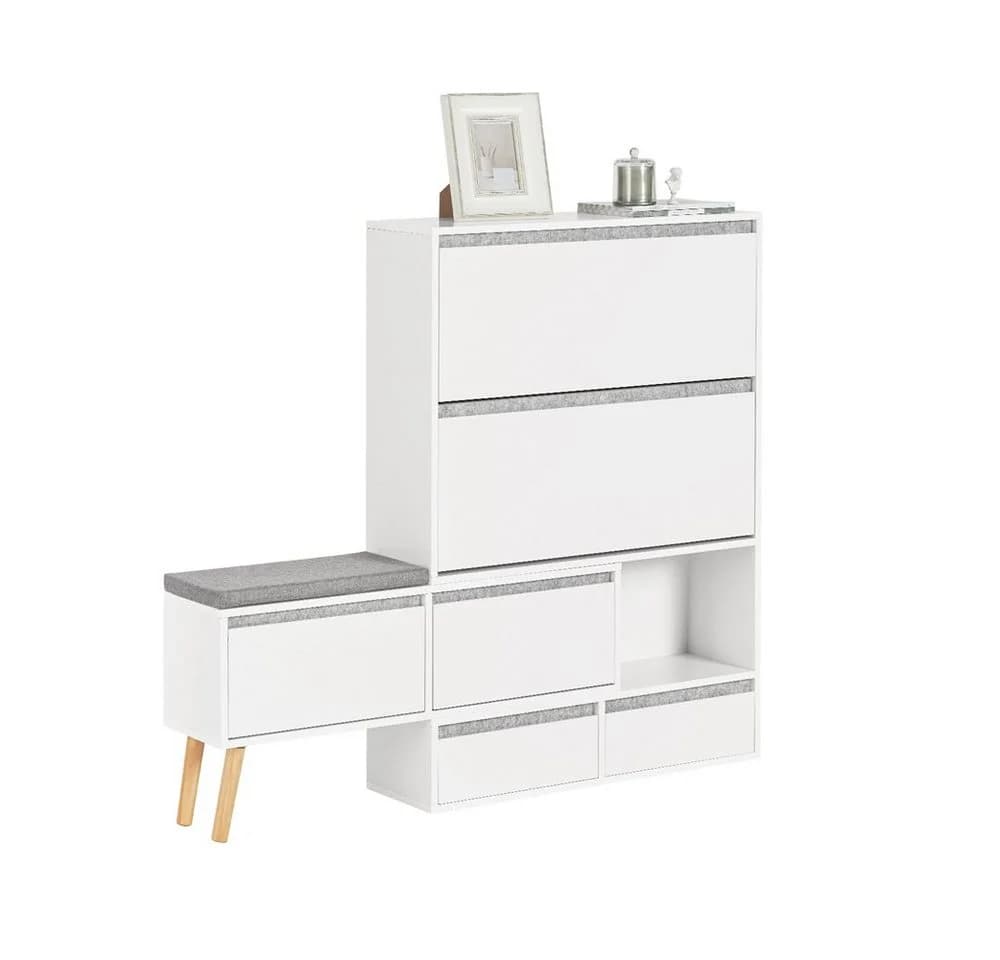 SoBuy Schuhschrank FSR134 Weiß mit Sitzbank und Schubladen - Bild 2