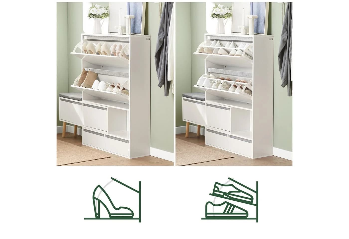 SoBuy Schuhschrank FSR134 Weiß mit Sitzbank und Schubladen - Bild 5