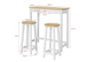 SoBuy Bartisch FWT50 3-teilig mit 2 Hockern Natur/Weiß Bild 4