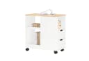 SoBuy Beistellwagen FBT130 Rollcontainer Weiß-Natur Modern Bild 3