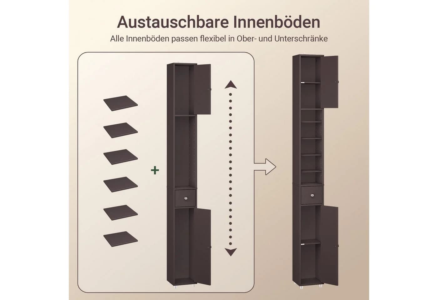 SoBuy Hochschrank BZR34 Wasserabweisend Braun - Bild 4