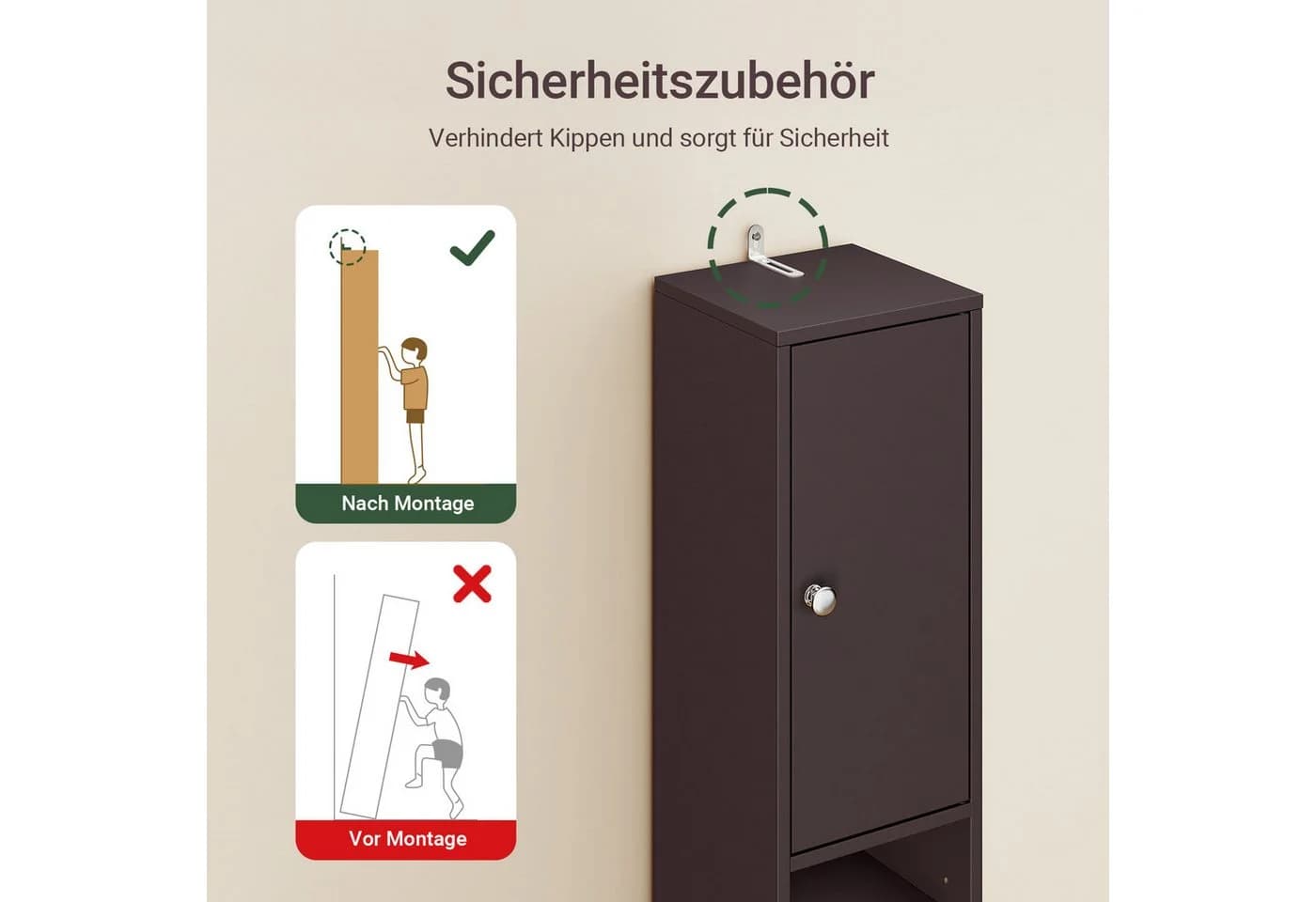SoBuy Hochschrank BZR34 Wasserabweisend Braun - Bild 5