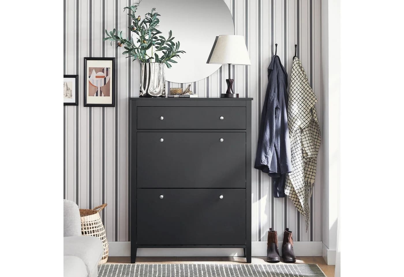 SoBuy Schuhschrank FSR89 Schwarz mit Schublade - Bild 2