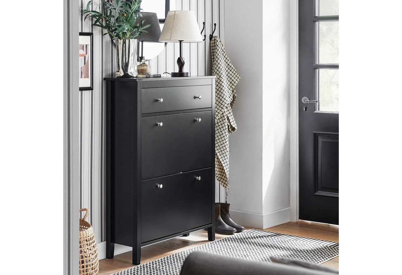 SoBuy Schuhschrank FSR89 Schwarz mit Schublade - Bild 4