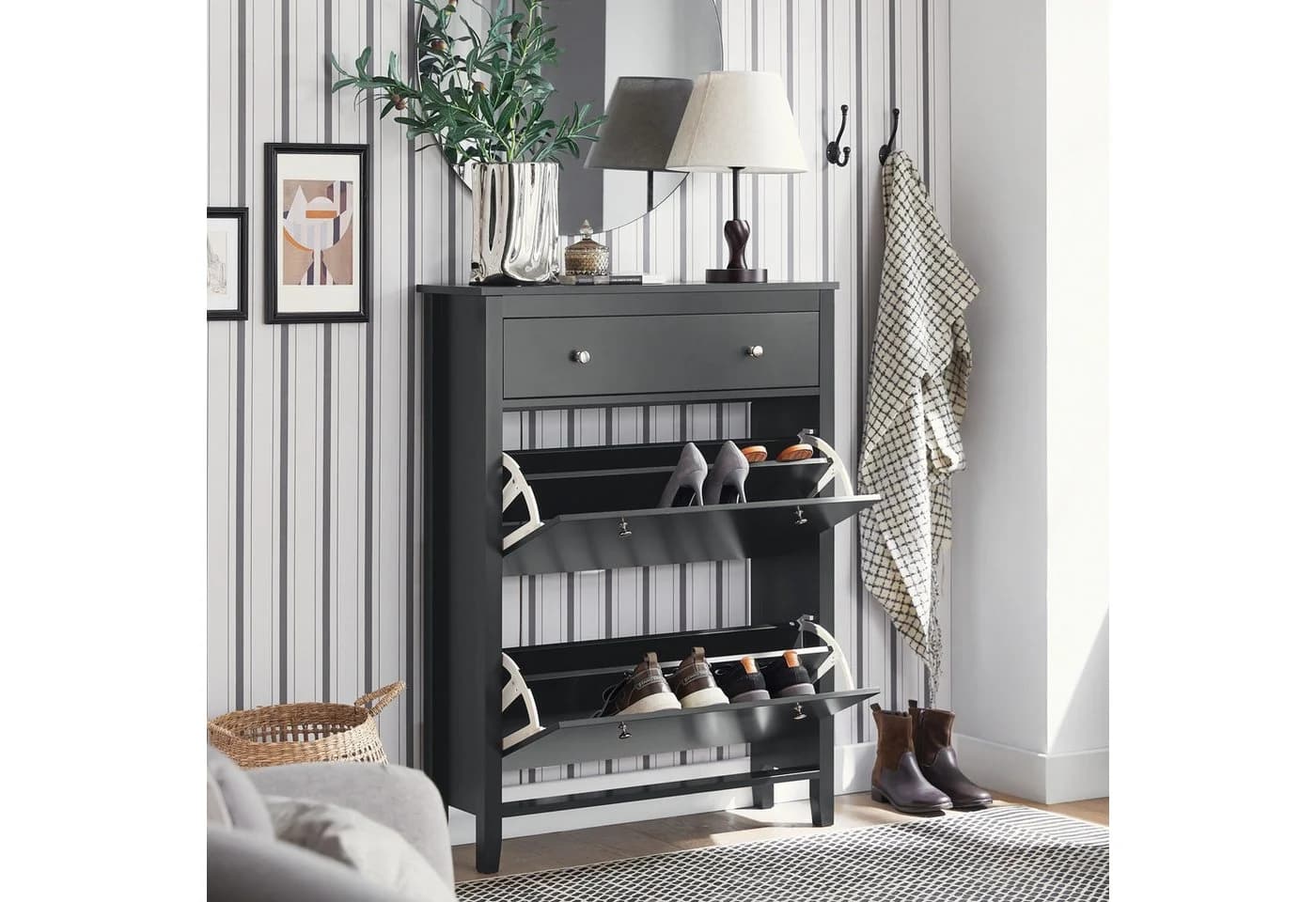SoBuy Schuhschrank FSR89 Schwarz mit Schublade - Bild 5