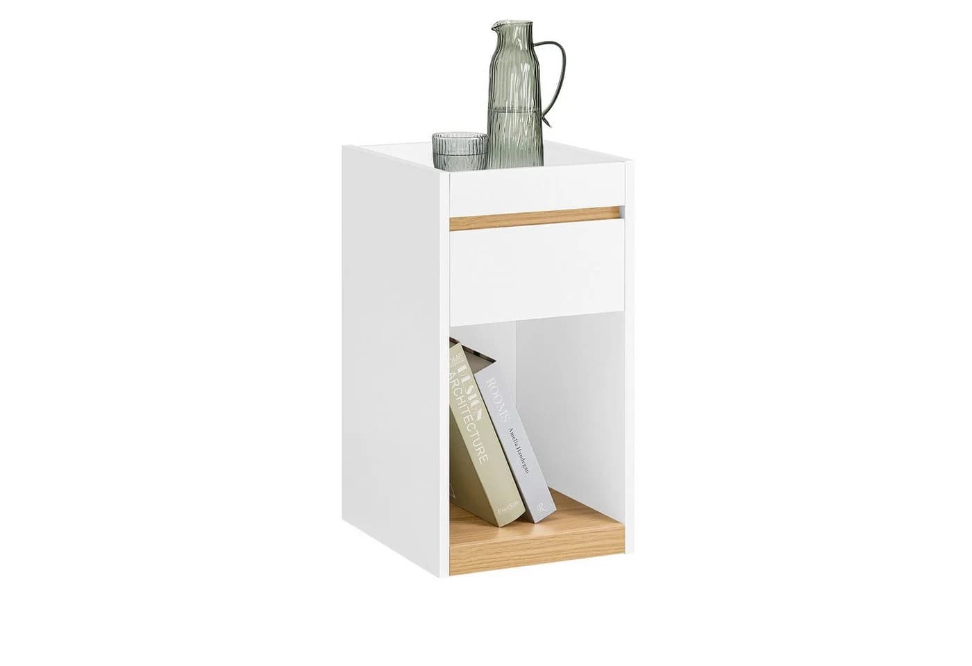 SoBuy Nachttisch FBT137 Weiß Modern mit Schublade - Bild 3