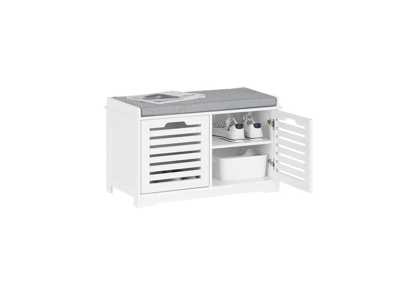 SoBuy Schuhbank FSR23-II Weiß 2 Türen Sitzbank mit Stauraum - Bild 3