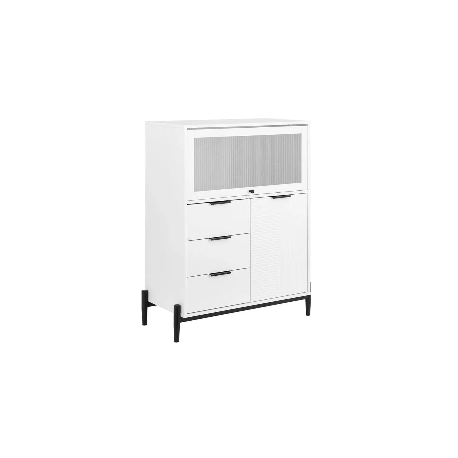 SoBuy Sideboard mit 3 Schubladen Weiß Industriell