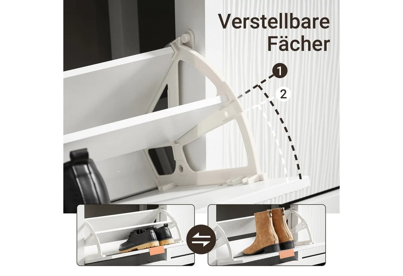 SoBuy Schuhschrank FSR186 Schuhkipper mit 4 Klappen Weiß - Bild 3