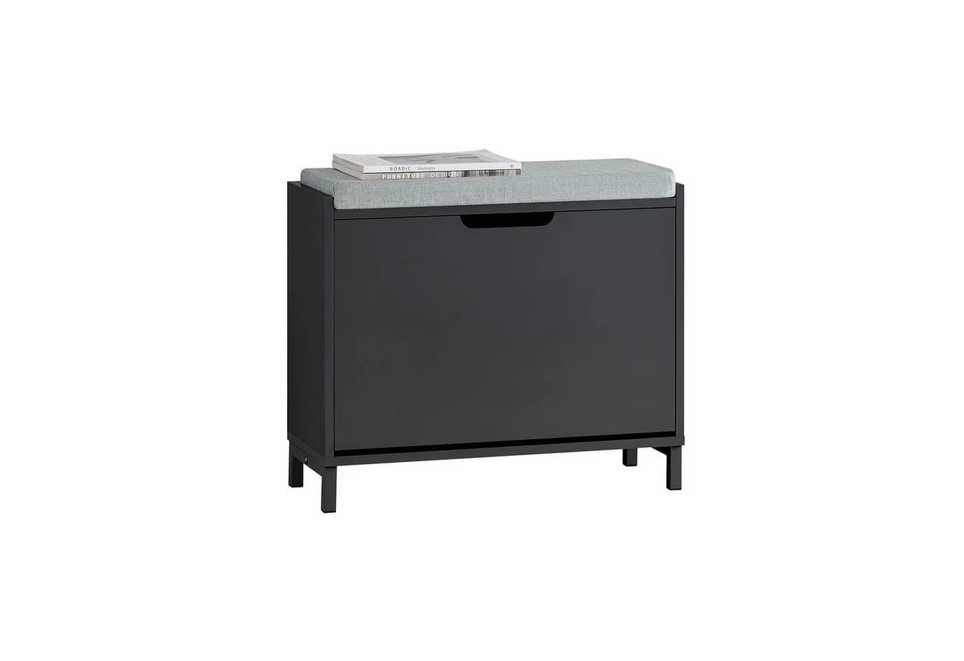 SoBuy Schuhbank Schwarz mit Kippfach - Platzsparender Schuhschrank - Bild 3