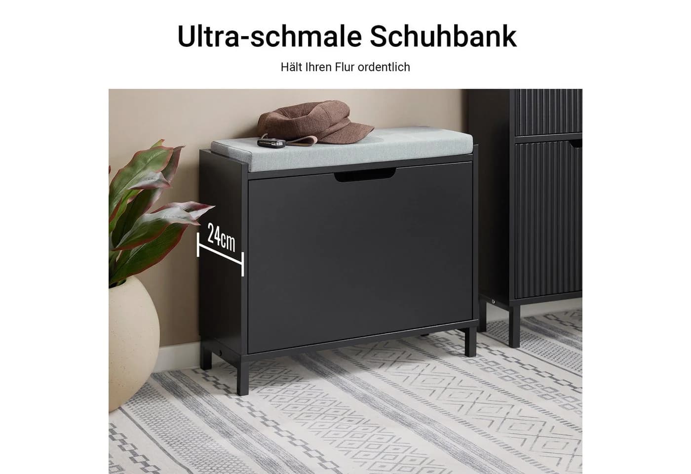 SoBuy Schuhbank Schwarz mit Kippfach - Platzsparender Schuhschrank - Bild 4