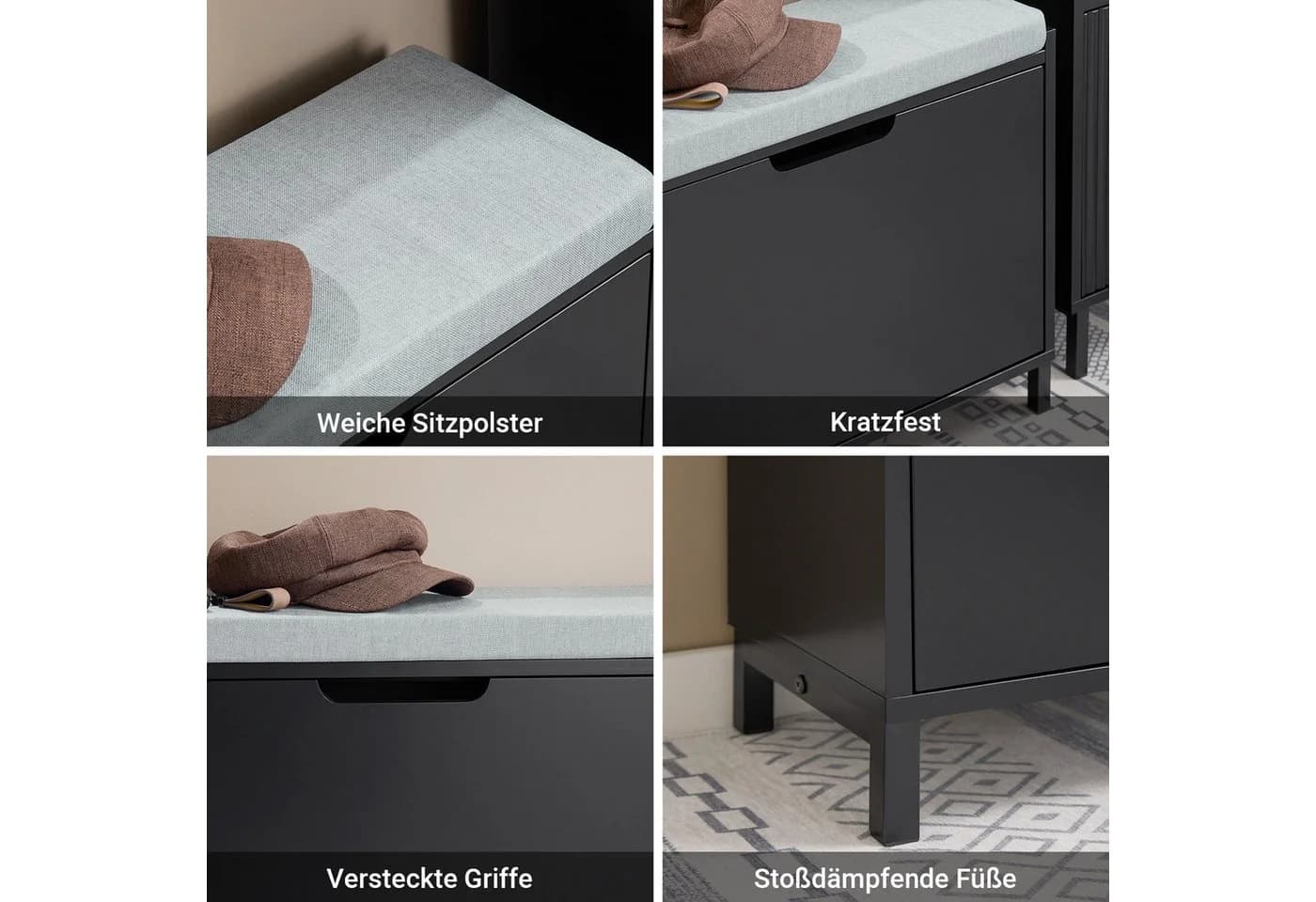 SoBuy Schuhbank Schwarz mit Kippfach - Platzsparender Schuhschrank - Bild 5