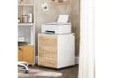 SoBuy Rollcontainer ASK06 Weiß-Natur Moderner Bürowagen mit 2 Schubladen Bild 4