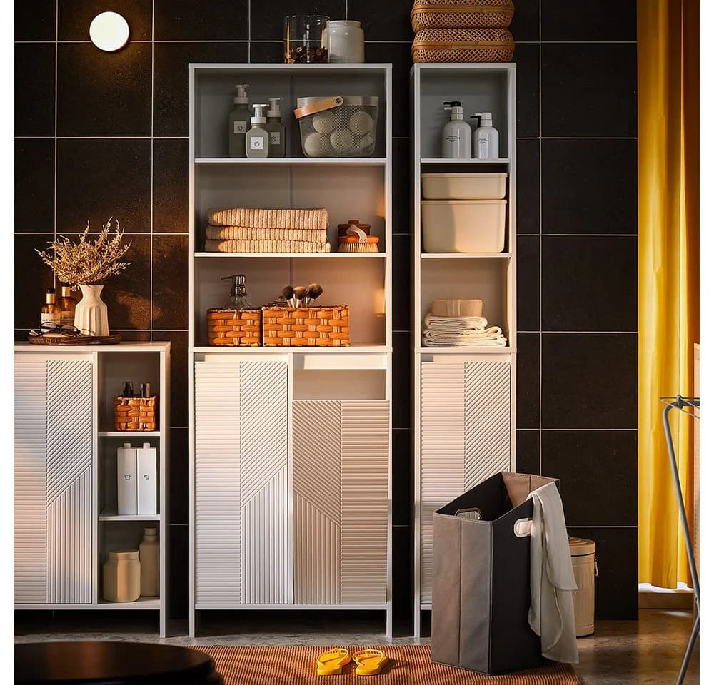 SoBuy Hochschrank BZR155 Weiß mit Wäschekorb - Bild 2