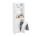 SoBuy Hochschrank BZR155 Weiß mit Wäschekorb Bild 3