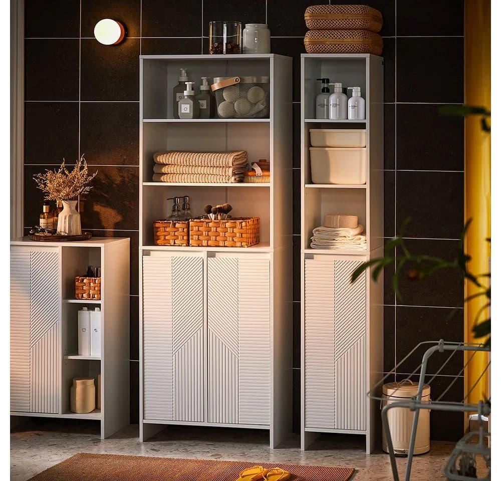 SoBuy Hochschrank BZR155 Weiß mit Wäschekorb - Bild 4