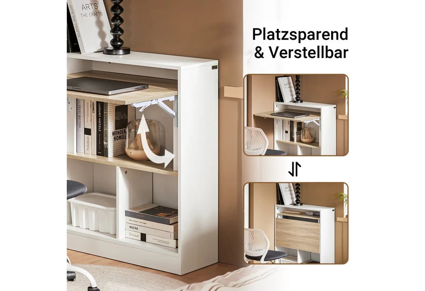 SoBuy Klapptisch FWT104 Weiß-Natur mit Klappbarer Arbeitsfläche - Bild 3