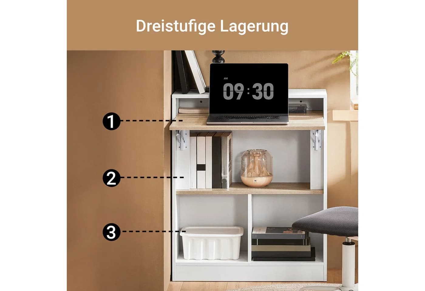 SoBuy Klapptisch FWT104 Weiß-Natur mit Klappbarer Arbeitsfläche - Bild 4