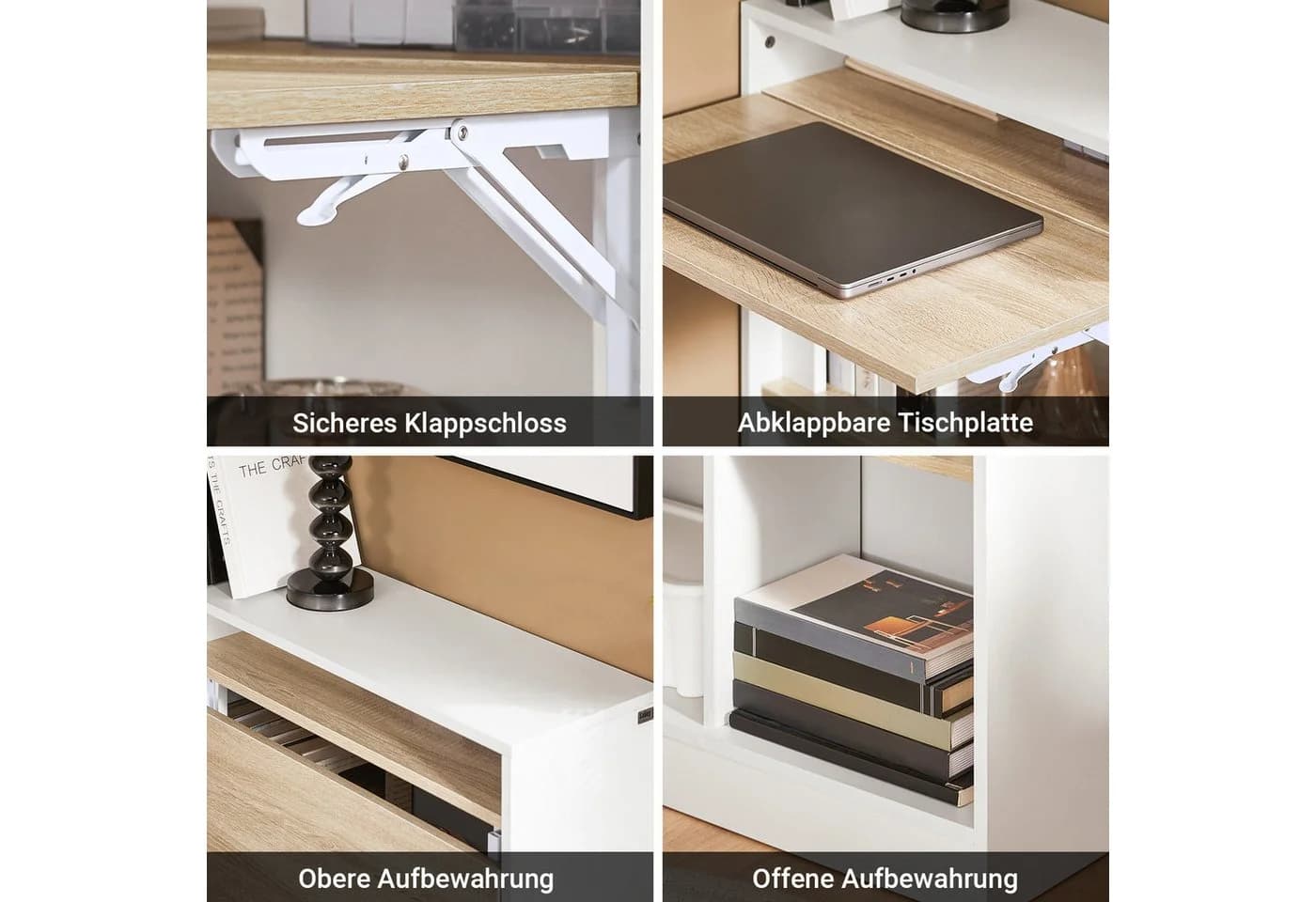 SoBuy Klapptisch FWT104 Weiß-Natur mit Klappbarer Arbeitsfläche - Bild 5