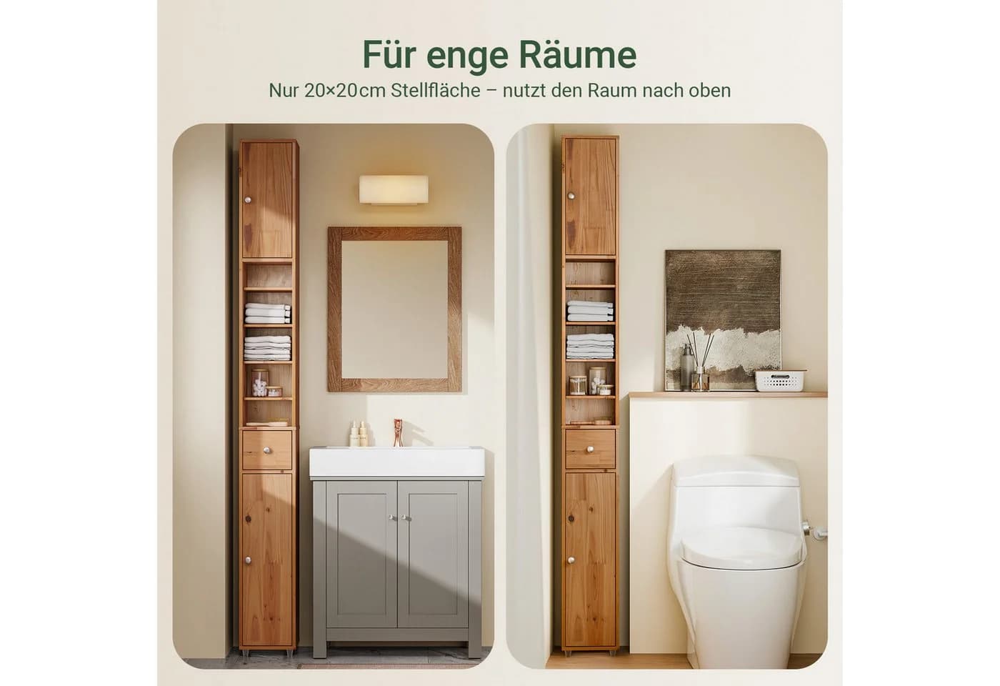 SoBuy Hochschrank BZR34 Badschrank schmal Badezimmermöbel