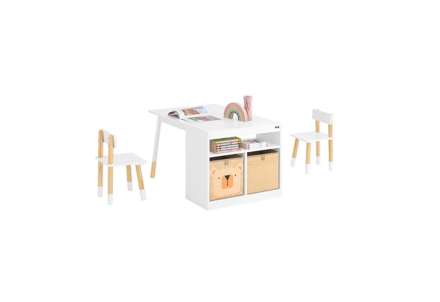 SoBuy Kindersitzgruppe KMB113 Weiß mit 2 Stühlen und Aufbewahrung - Bild 3