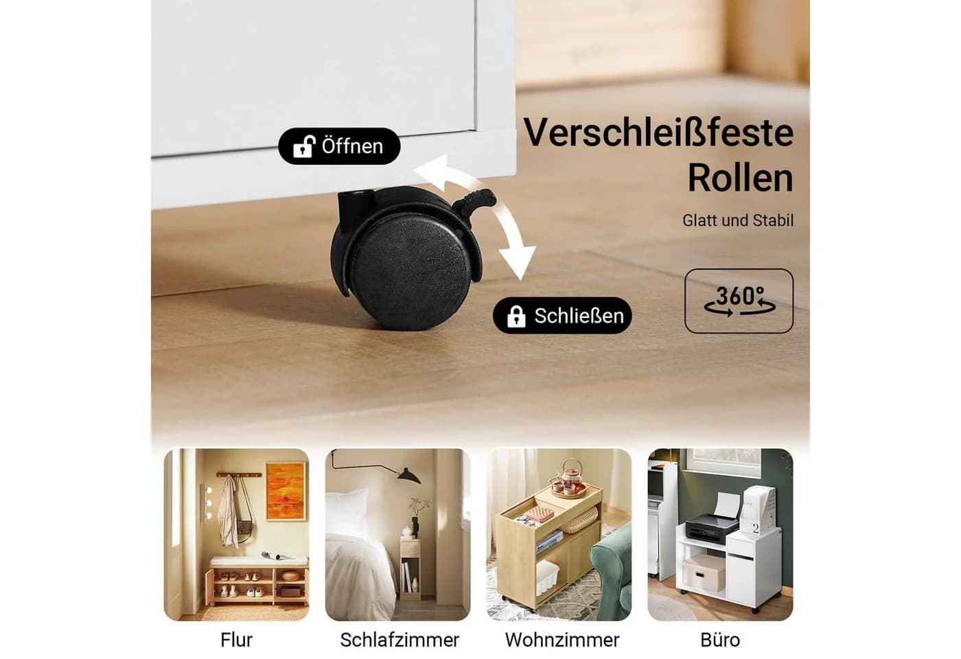 SoBuy Aktenschrank ASK02 Weiß mit Rollen und Schublade - Bild 5