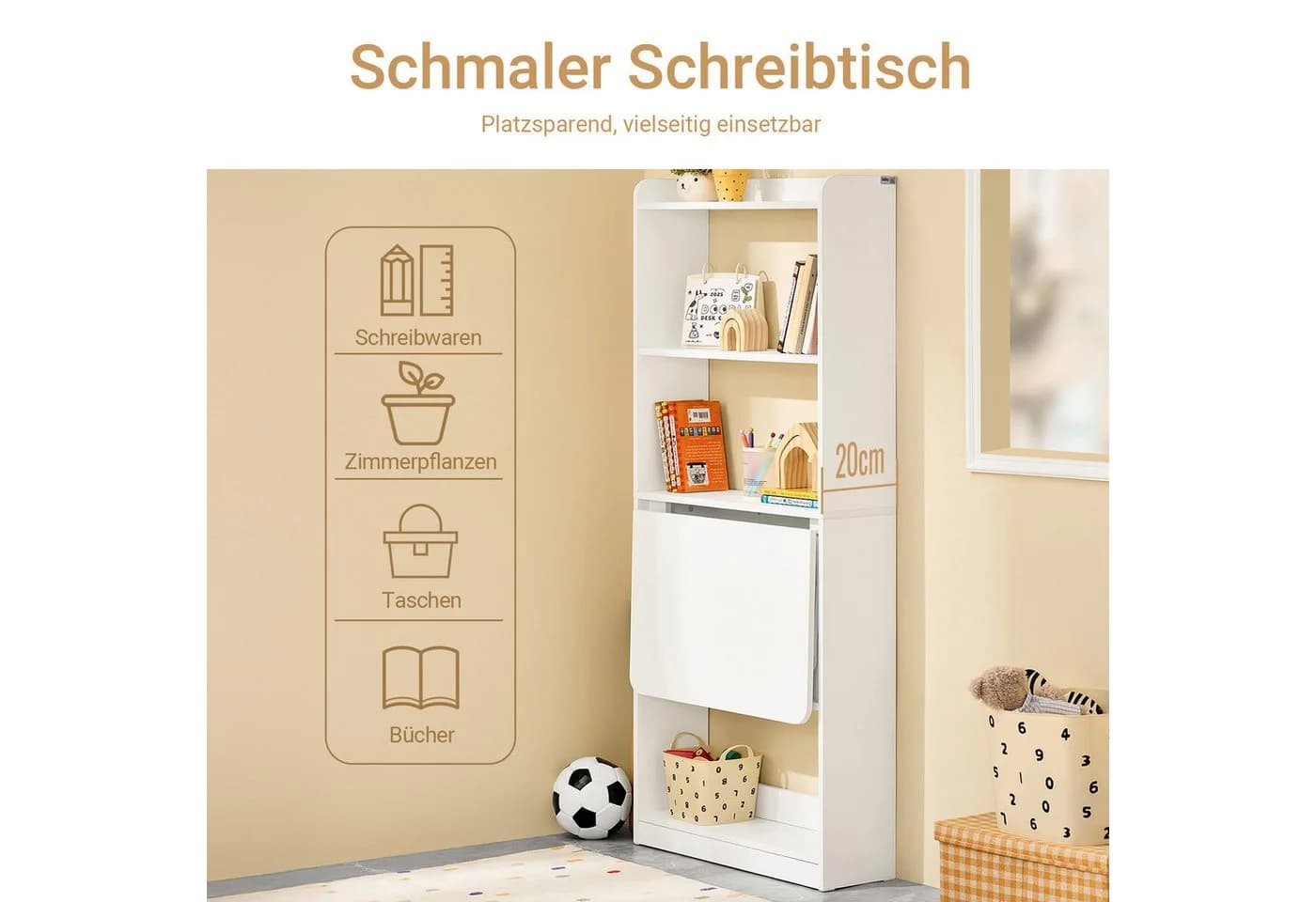 SoBuy Schreibtisch FWT92-H, Klapptisch Weiß - Bild 4