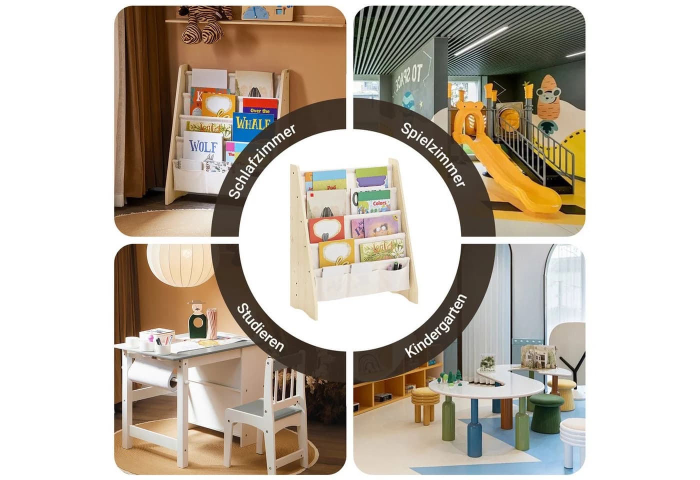 SoBuy Bücherregal KMB50 Kinder-Bücherregal Hängefächerregal mit 4 Ablagefächern - Bild 5