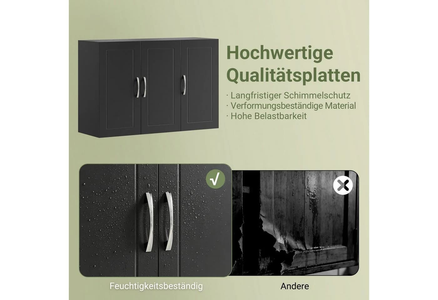 SoBuy Hängeschrank FRG231-L Weiß/Schwarz 3 Türen - Bild 5