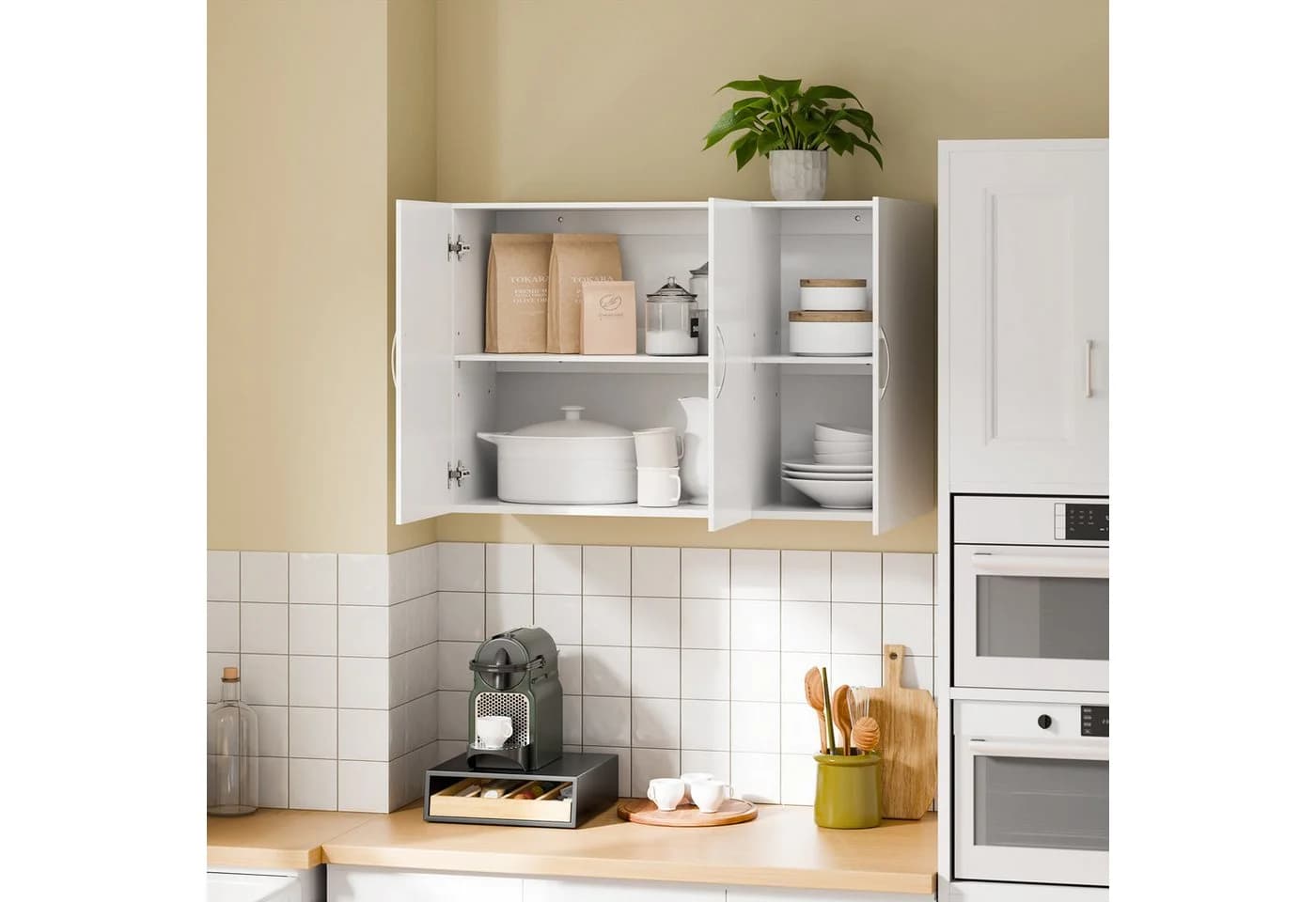 SoBuy Hängeschrank FRG231-L Weiß/Schwarz 3 Türen - Bild 3