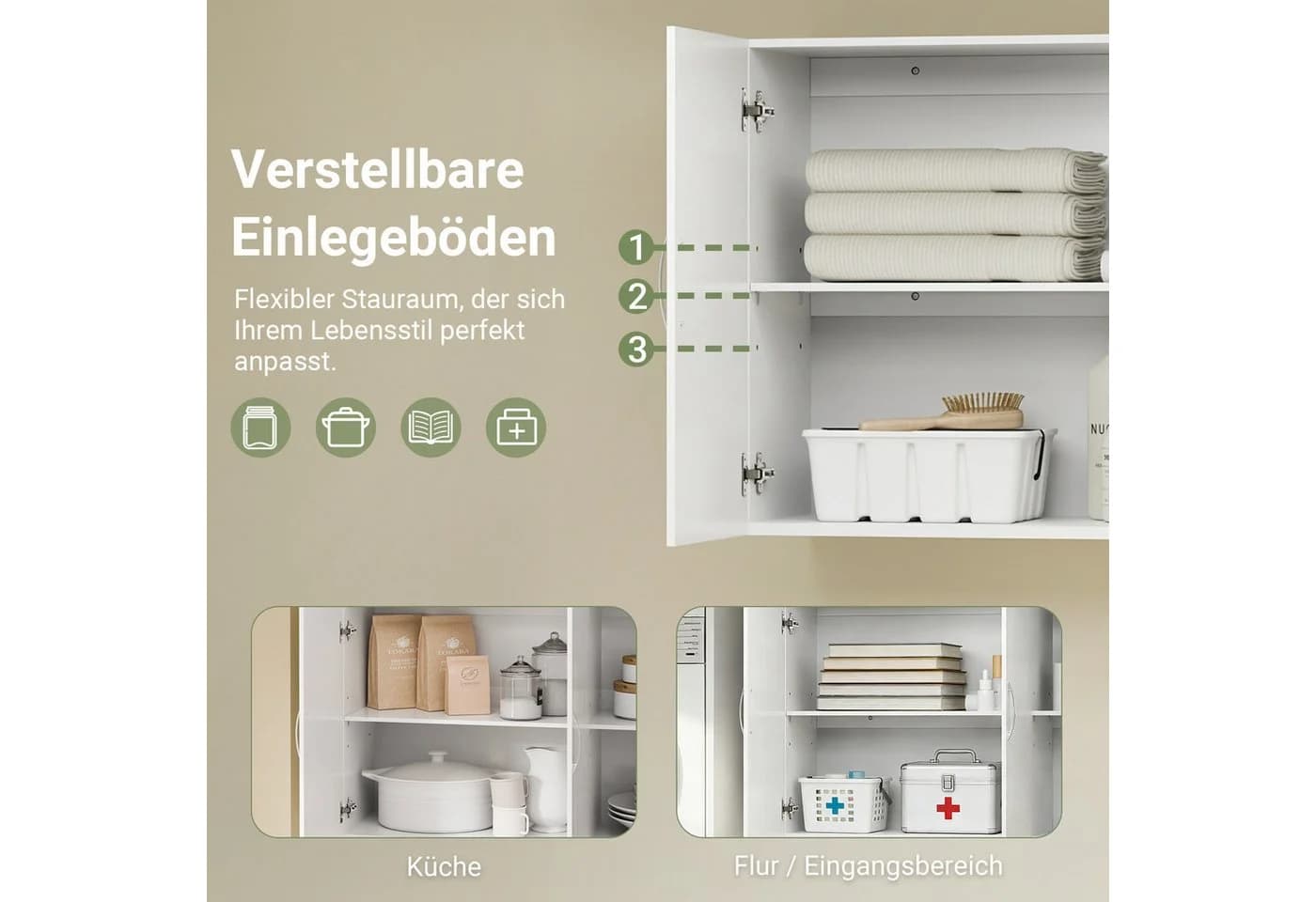 SoBuy Hängeschrank FRG231-L Weiß/Schwarz 3 Türen - Bild 4