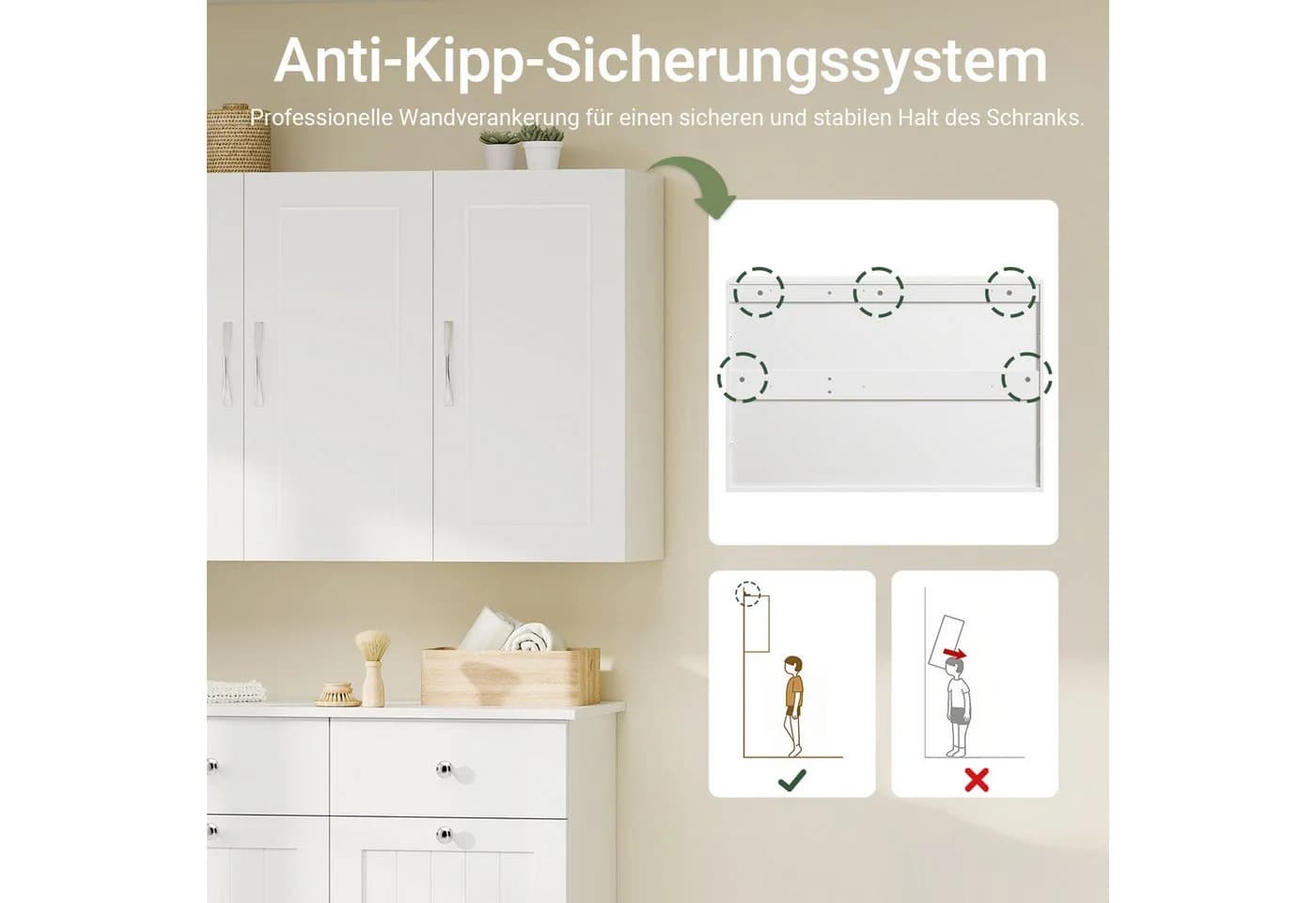 SoBuy Hängeschrank FRG231-L Weiß/Schwarz 3 Türen - Bild 5