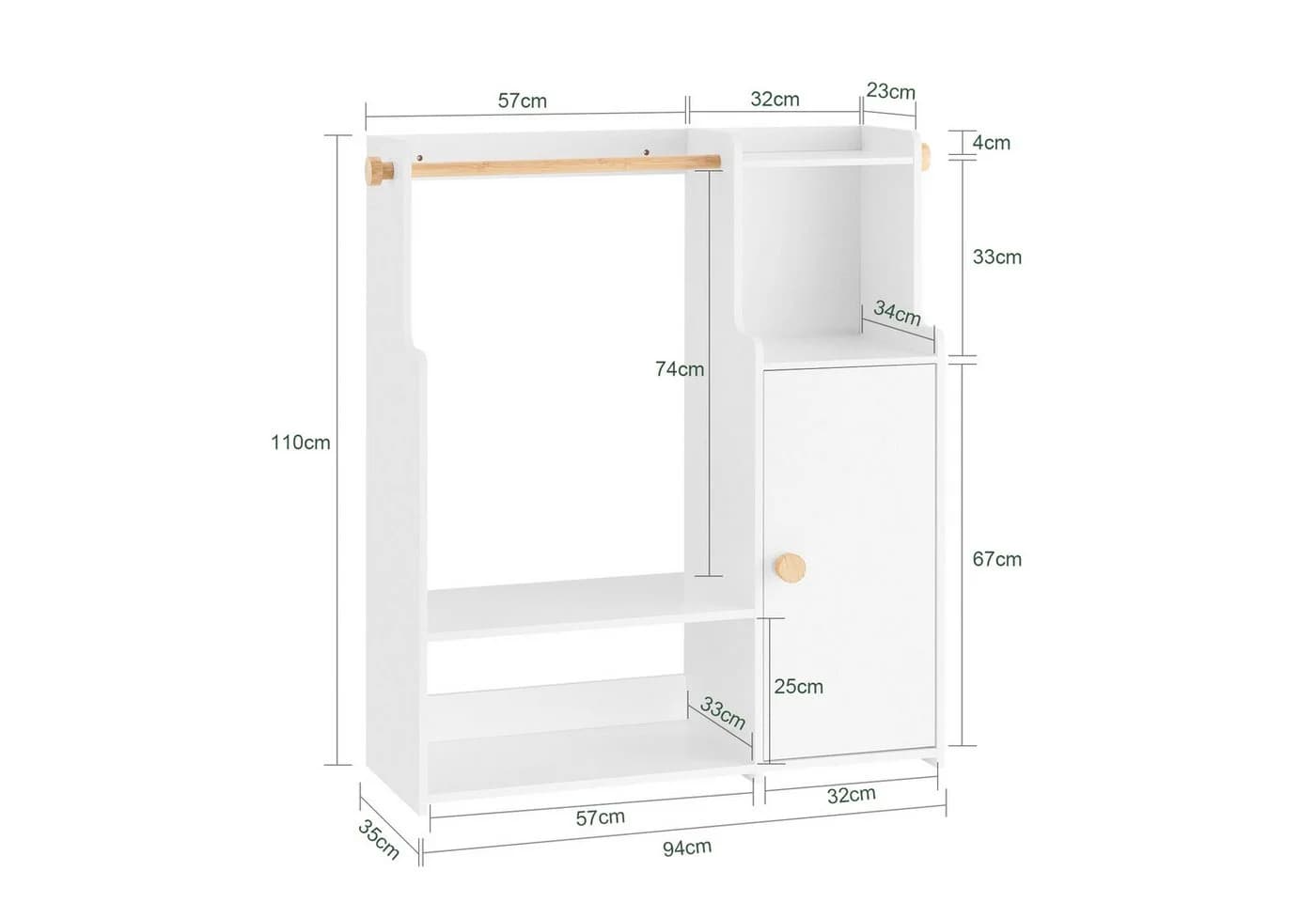 SoBuy Kinderkleiderschrank KMB110 Weiß Modern - Bild 5