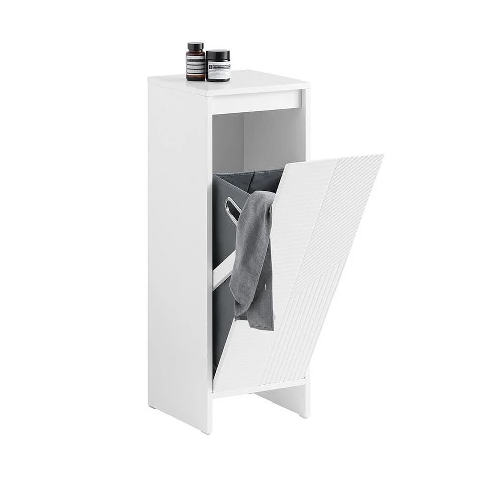 SoBuy Wäscheschrank BZR154 Weiß mit Wäschesack und Schublade - Bild 3