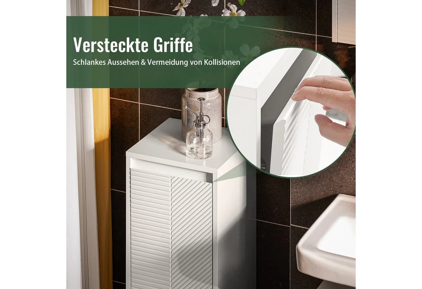 SoBuy Wäscheschrank BZR154 Weiß mit Wäschesack und Schublade - Bild 5