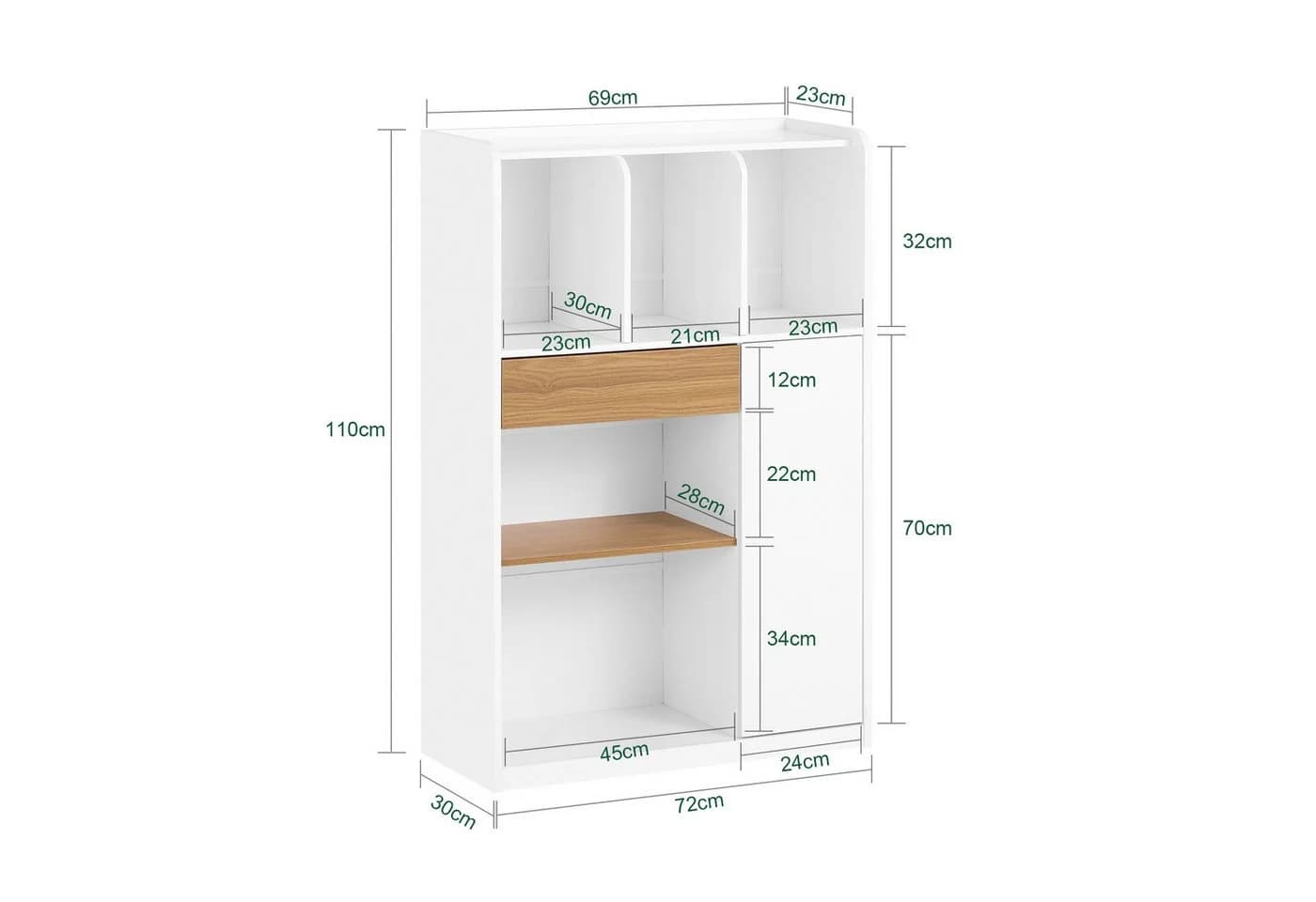 SoBuy Bücherregal STR11 Bücherschrank Standregal Aufbewahrungsregal Weiß - Bild 5