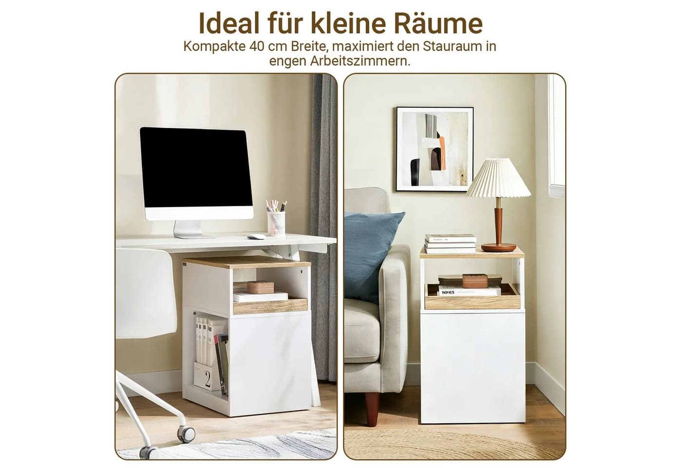 SoBuy Druckertisch ASK08 Rollcontainer Weiß-Natur mit Schubladen - Bild 3