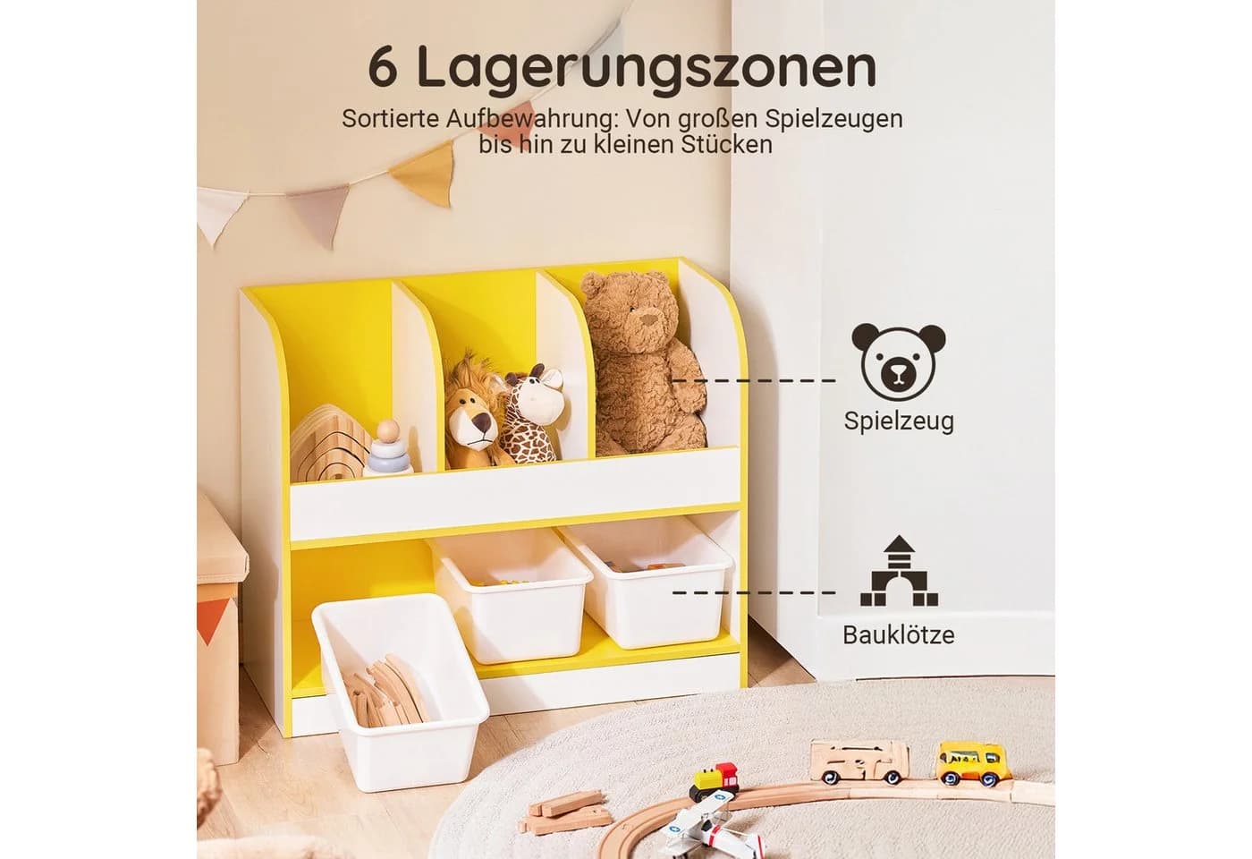 SoBuy Kinderregal KMB107 Bücherregal mit 3 Körben