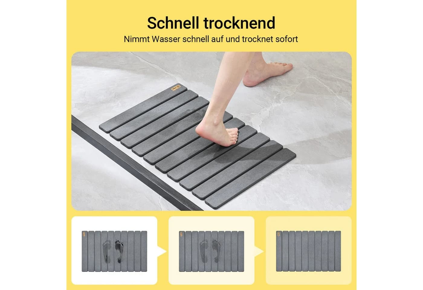 SoBuy Badematte SDA10 Grau Kieselgur Rutschfest - Bild 3