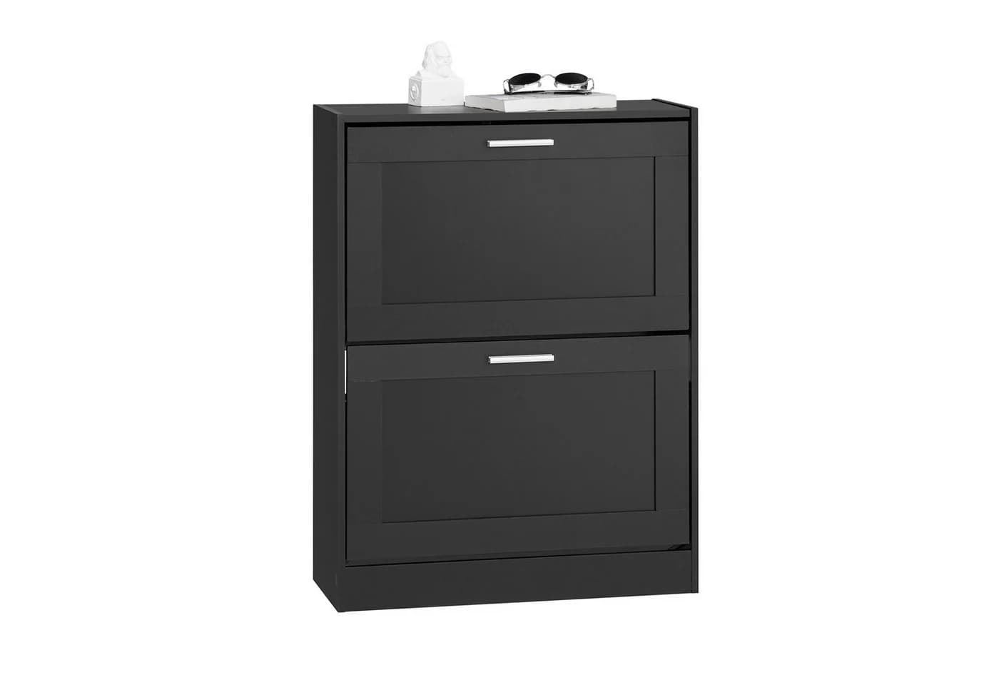 SoBuy Schuhschrank FSR137 Schwarz mit 2 Klappen - Bild 3