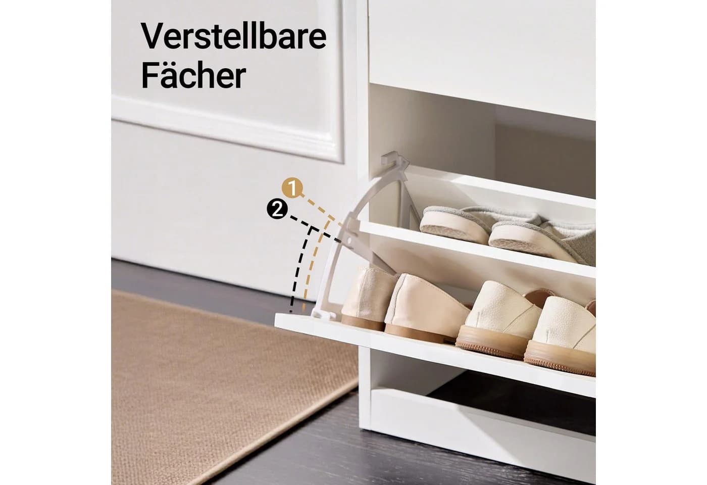 SoBuy Schuhkipper DE-FSR180 Weiß Schuhschrank schmal mit 2 Klappen - Bild 4