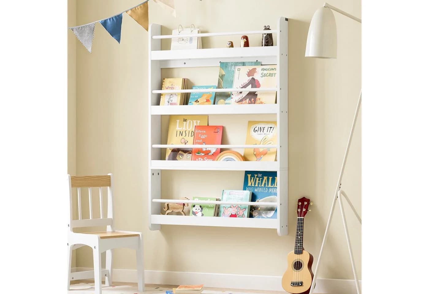 SoBuy Bücherregal DE-KMB08 Weiß mit 4 Ablagen - Bild 2