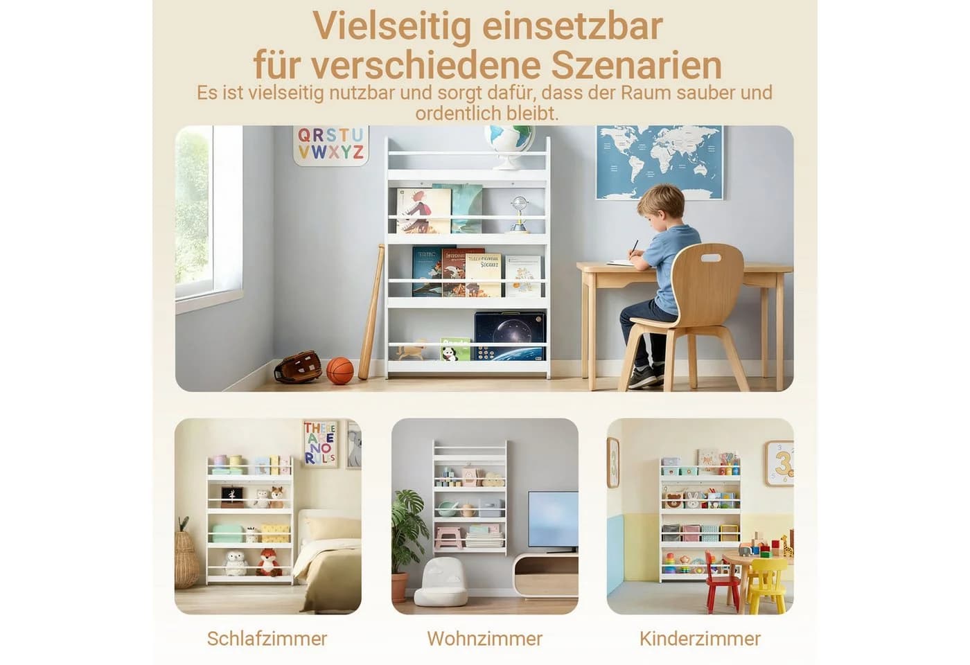 SoBuy Bücherregal DE-KMB08 Weiß mit 4 Ablagen - Bild 4
