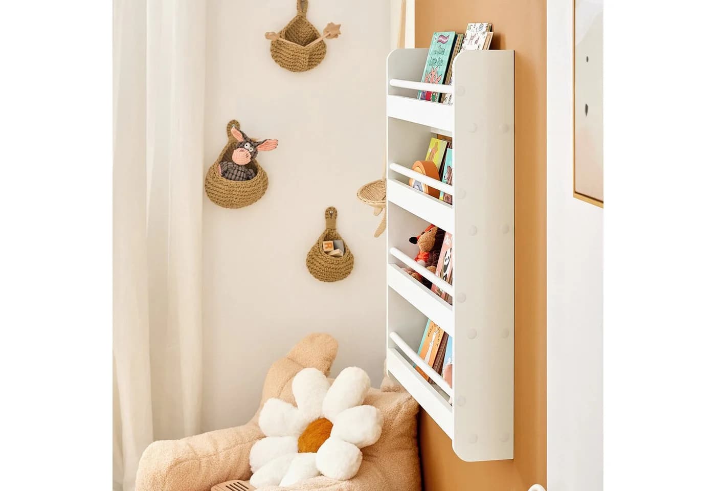 SoBuy Bücherregal DE-KMB08 Weiß 4 Ablagen Kiefer MDF - Bild 4