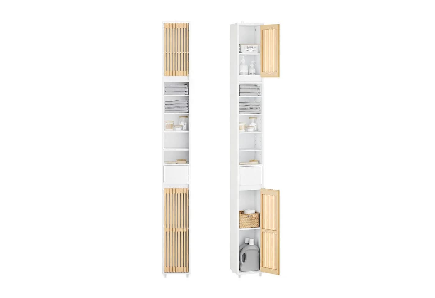SoBuy Hochschrank BZR34 Weiß Schmal Badezimmer - Bild 3