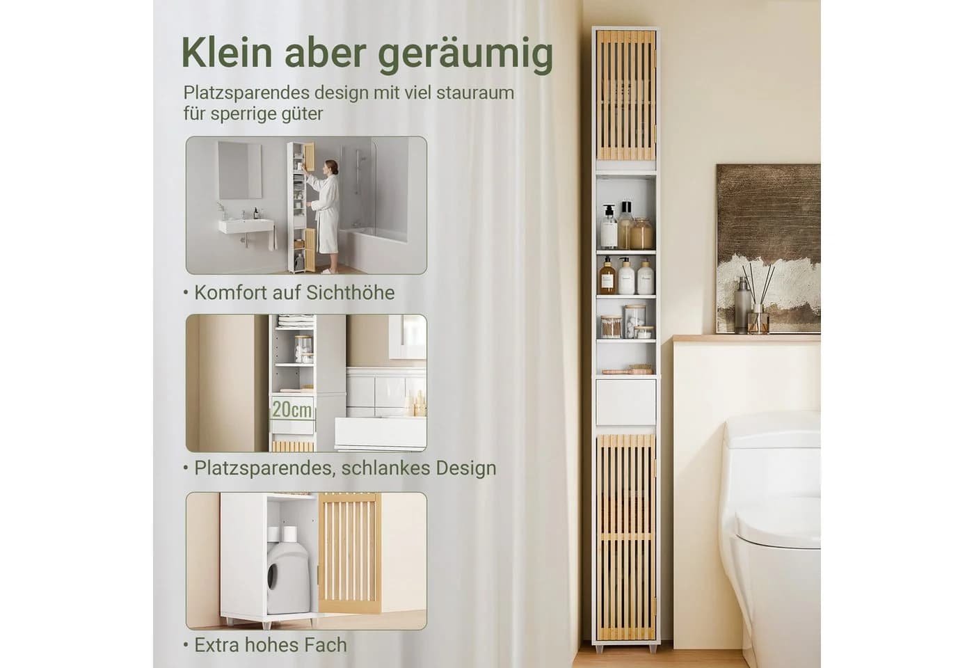 SoBuy Hochschrank BZR34 Weiß Schmal Badezimmer - Bild 4